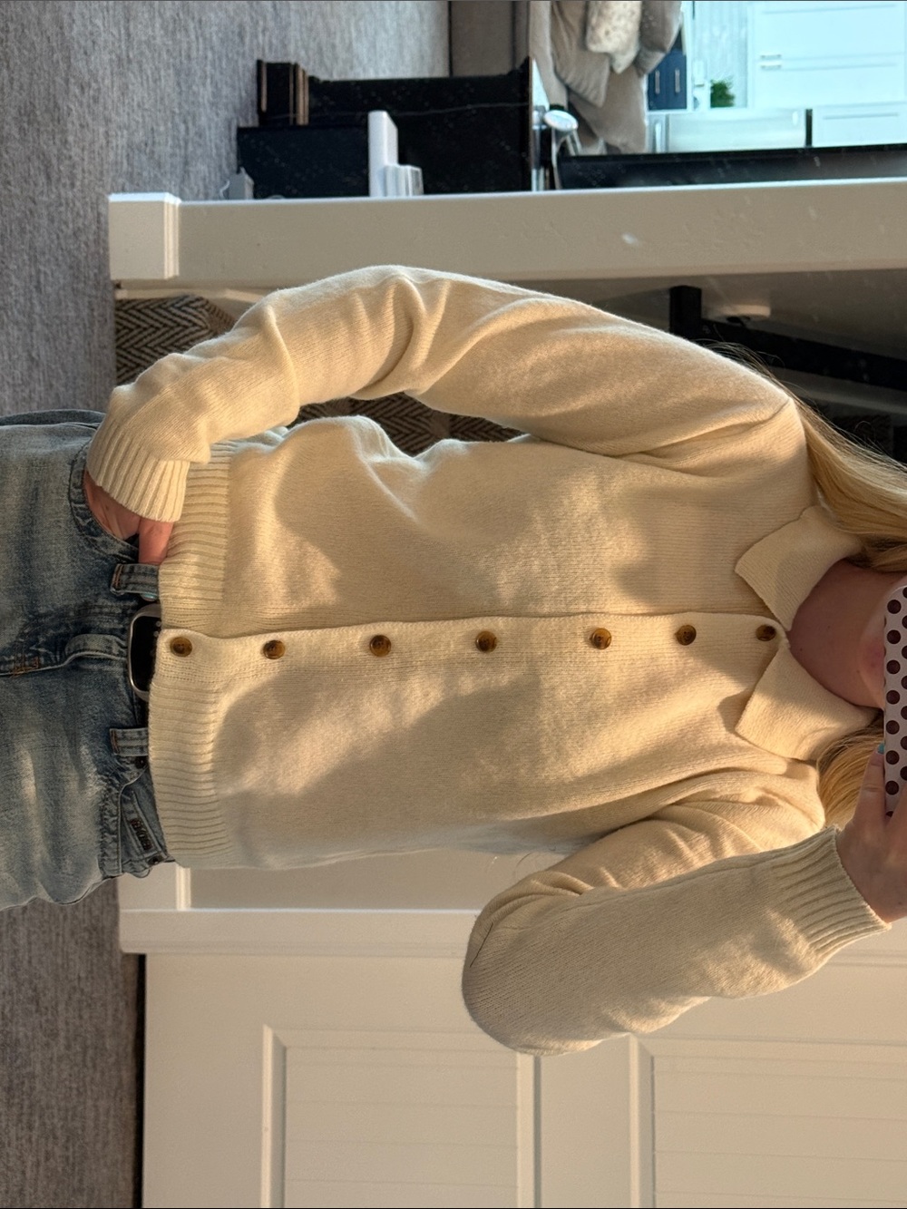 Brandy Melville Cream Button-Up Cardigan